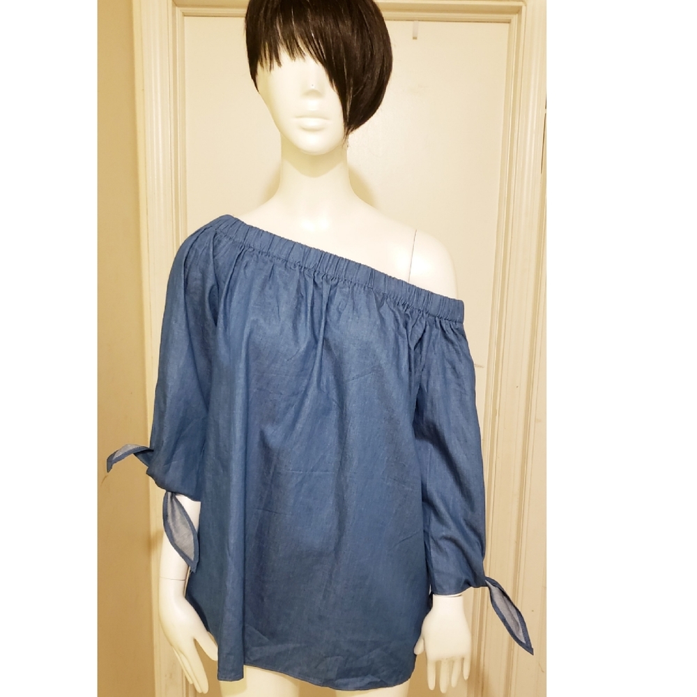 Women’s Bohemian Off-Shoulder Blue Top